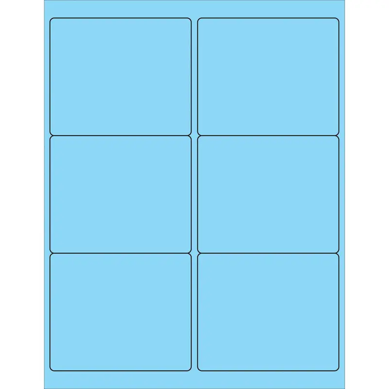 4 x 3 1/3" Fluorescent Pastel Blue Rectangle Laser Labels (LL180BE) Case Of 600