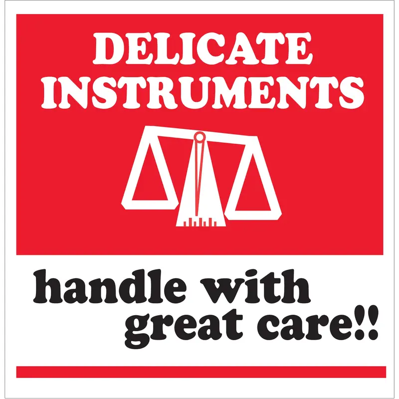 4 x 4" - "Delicate Instruments - HWC" Labels (SCL537) Roll Of 500