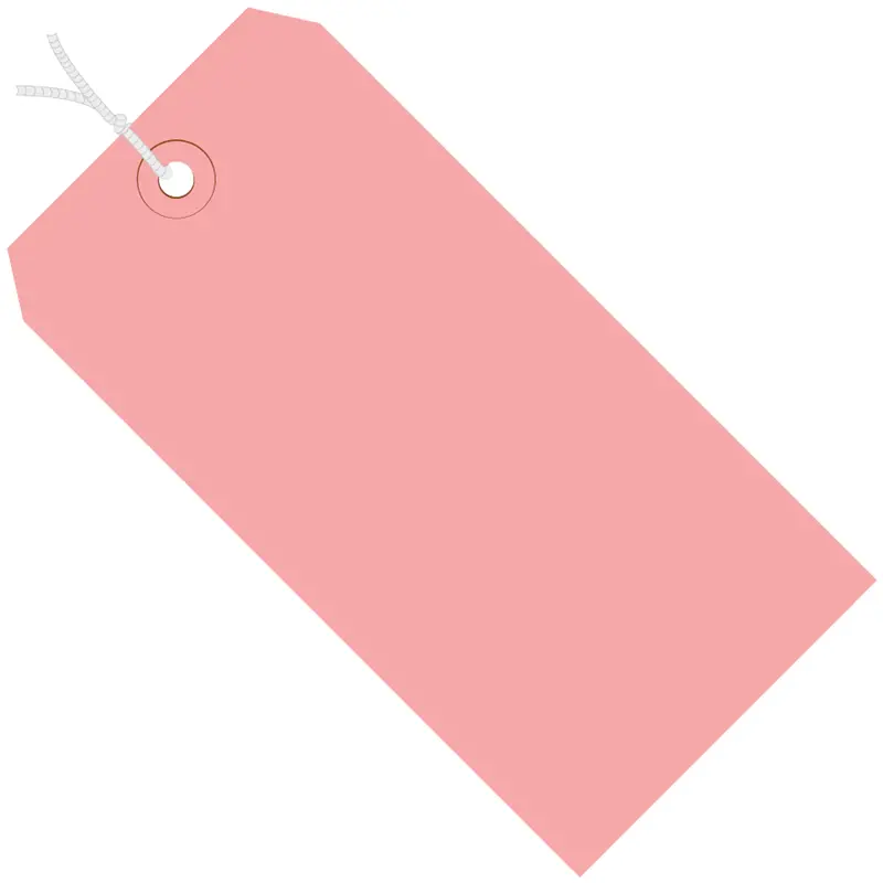 5 1/4 x 2 5/8" Pink 13 Pt. Shipping Tags - Pre-Strung (G11062J) Case Of 1000