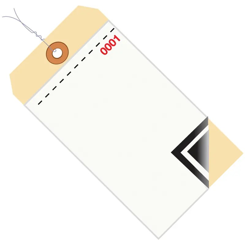 6 1/4 x 3 1/8" - (0000-0499) Inventory Tags 3 Part Blank w/Carbon #8 - Pre-Wired (G17503) Case Of 500