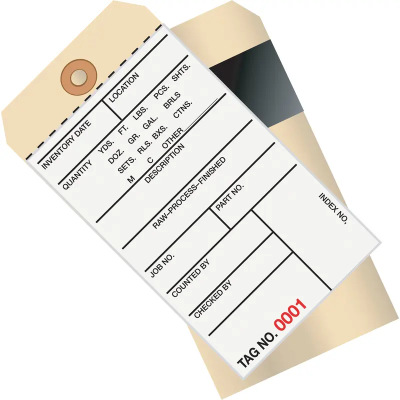 6 1/4 x 3 1/8" - (3500-3999) Inventory Tags 2 Part Carbon Style #8 (G17081) Case Of 500