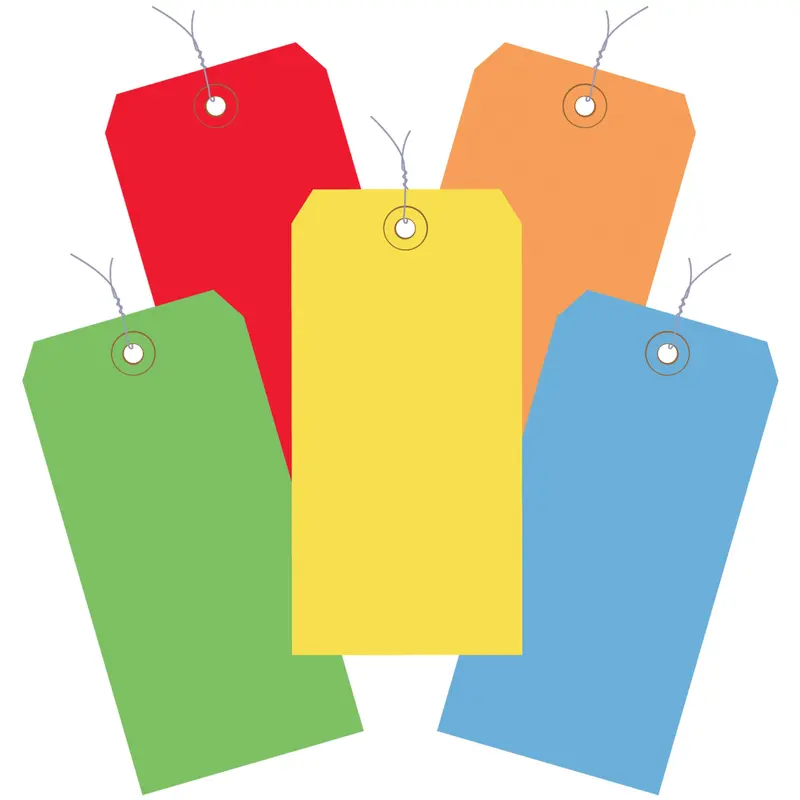 6 1/4 x 3 1/8" Assorted Color 13 Pt. Shipping Tags - Pre-Wired (G21003) Case Of 1000