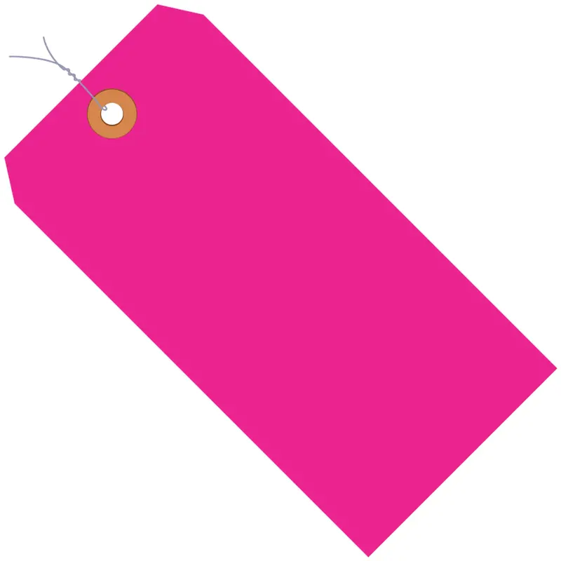 6 1/4 x 3 1/8" Fluorescent Pink 13 Pt. Shipping Tags - Pre-Wired (G12083E) Case Of 1000