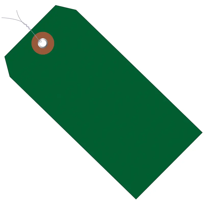 6 1/4 x 3 1/8" Green Plastic Shipping Tags - Pre-Wired (G26061W) Case Of 100