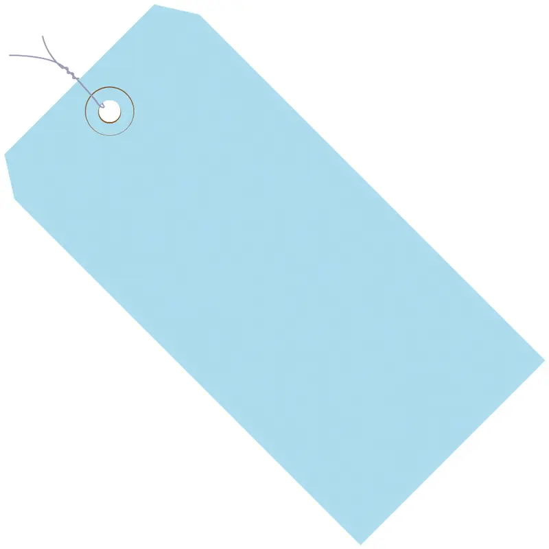 6 1/4 x 3 1/8" Light Blue 13 Pt. Shipping Tags - Pre-Wired (G11083B) Case Of 1000