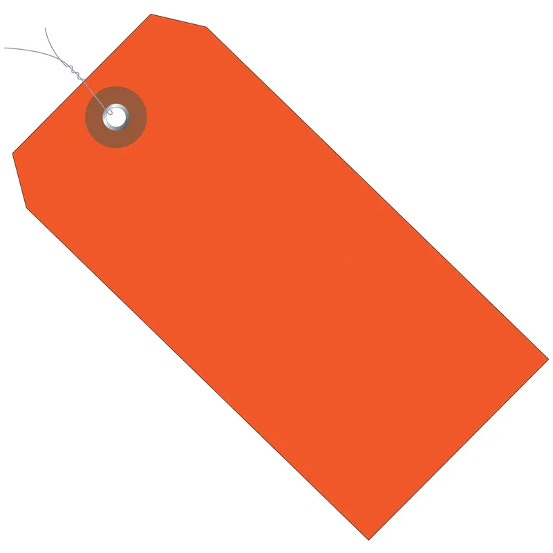 6 1/4 x 3 1/8" Orange Plastic Shipping Tags - Pre-Wired (G26060W) Case Of 100
