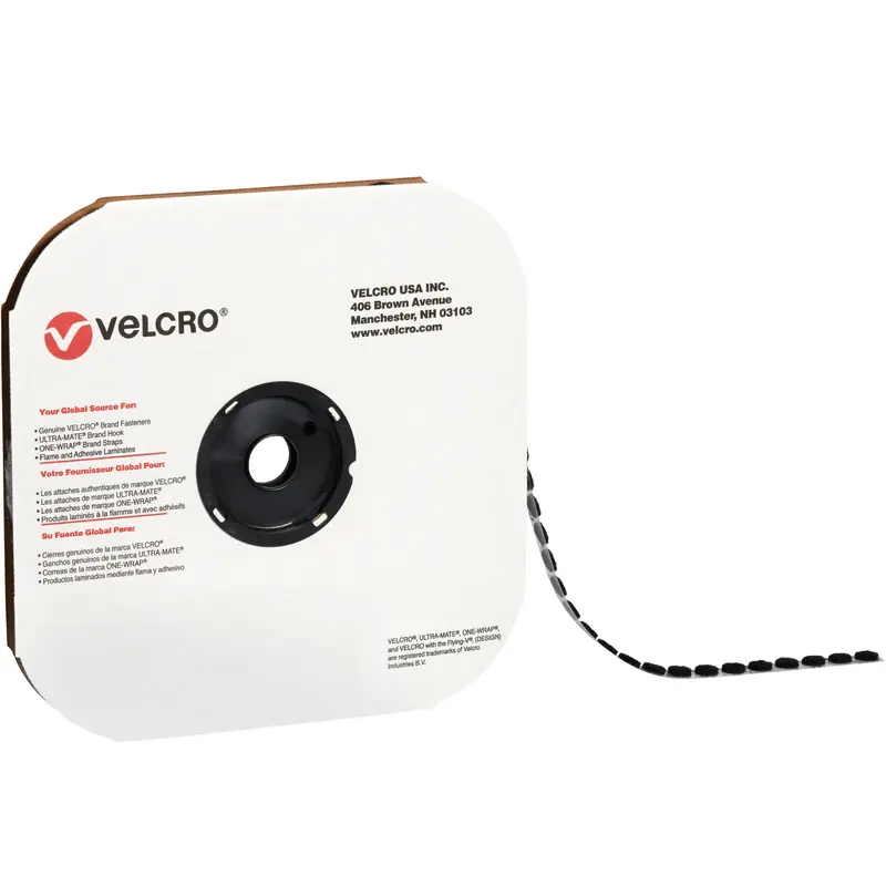 7/8" - Loop - Black VELCRO Brand Tape - Individual Dots (VEL128) Case Of 900