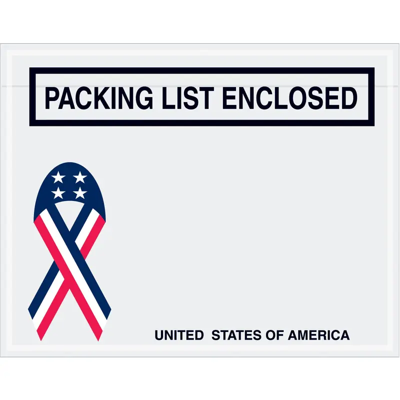 7 x 5 1/2" U.S.A. Ribbon "Packing List Enclosed" Envelopes (PL467) Case Of 1000