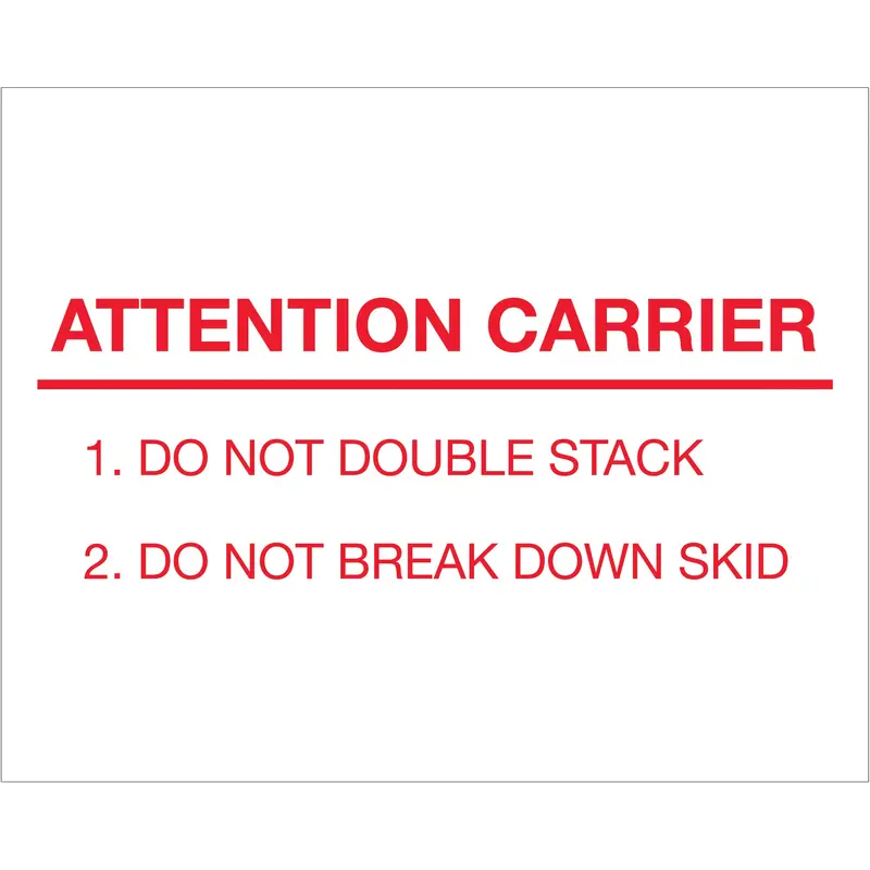 8 x 10" - "Attention Carrier" Labels (DL1231) Roll Of 250