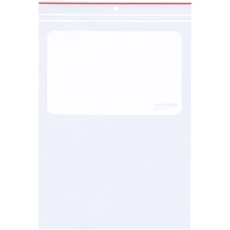 9 x 12" - 4 Mil Minigrip White Block Reclosable Poly Bags w/ Hang Holes (MG4035) Case Of 1000