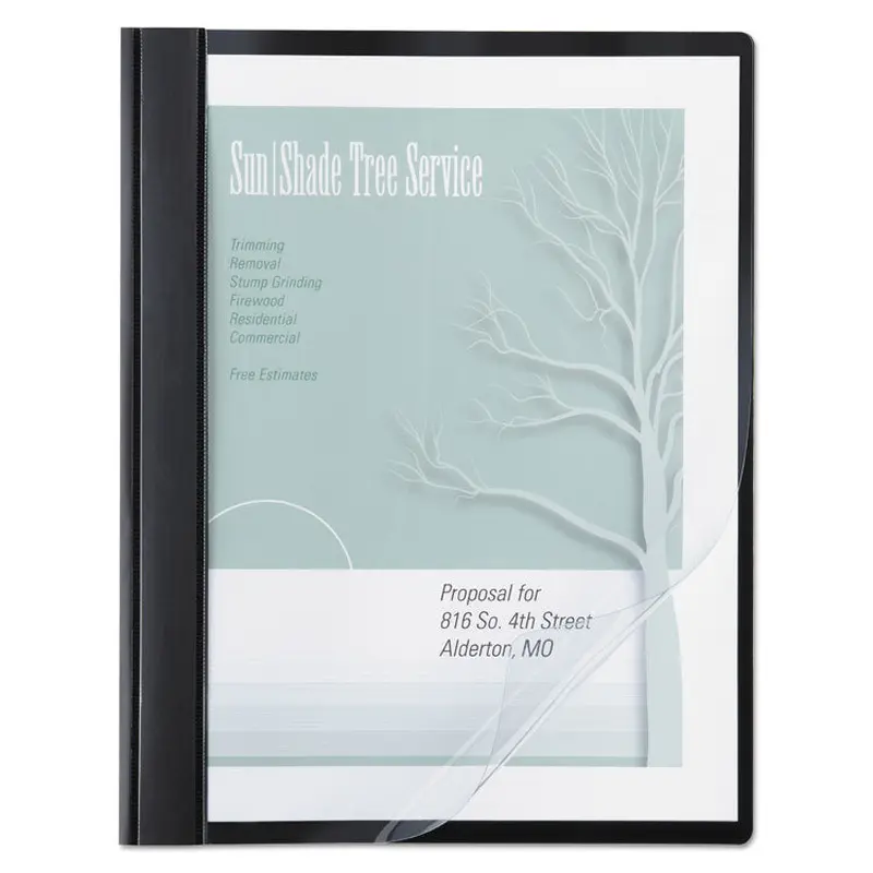 ACCO Clear Front Vinyl Report Cover, Prong Fastner, 0.5" Capacity, 8.5 x 11, Clear/Black, 10/Pack (ACC26101) 1 Pack of 10