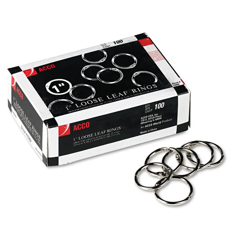 ACCO Metal Book Rings, 1" Diameter, 100/Box (ACC72202) Box of 100 Rings