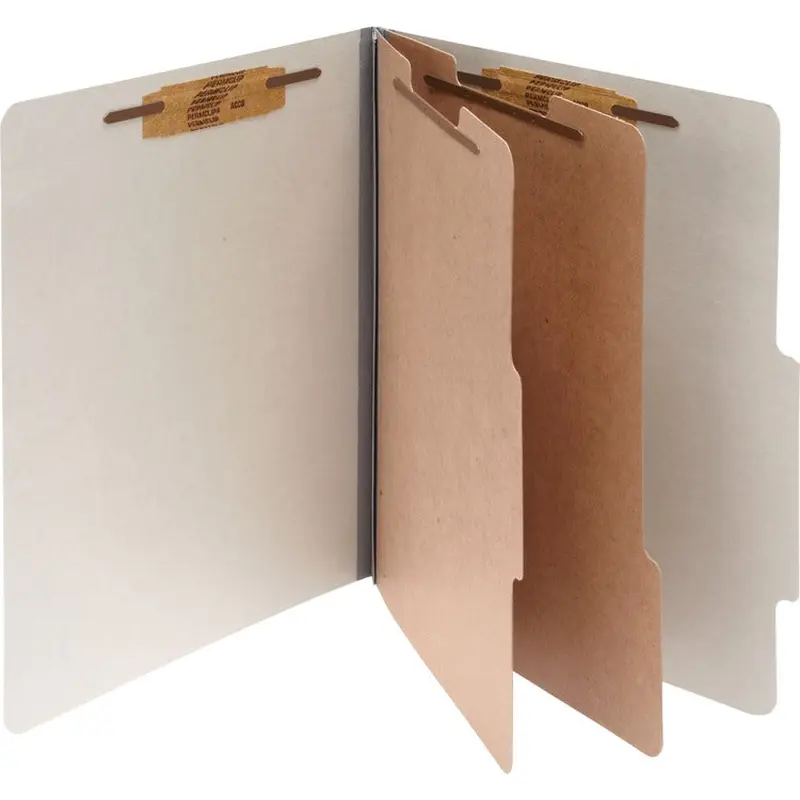ACCO Pressboard Classification Folders, 2 Dividers, Legal Size, Mist Gray, 10/Box (ACC16056) Each