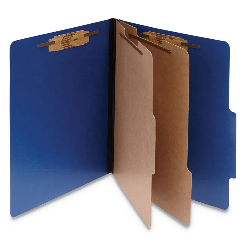 ACCO ColorLife PRESSTEX Classification Folders, 3" Expansion, 2 Dividers, 6 Fasteners, Letter Size, Dark Blue Exterior, 10/Box (ACC15663) Each