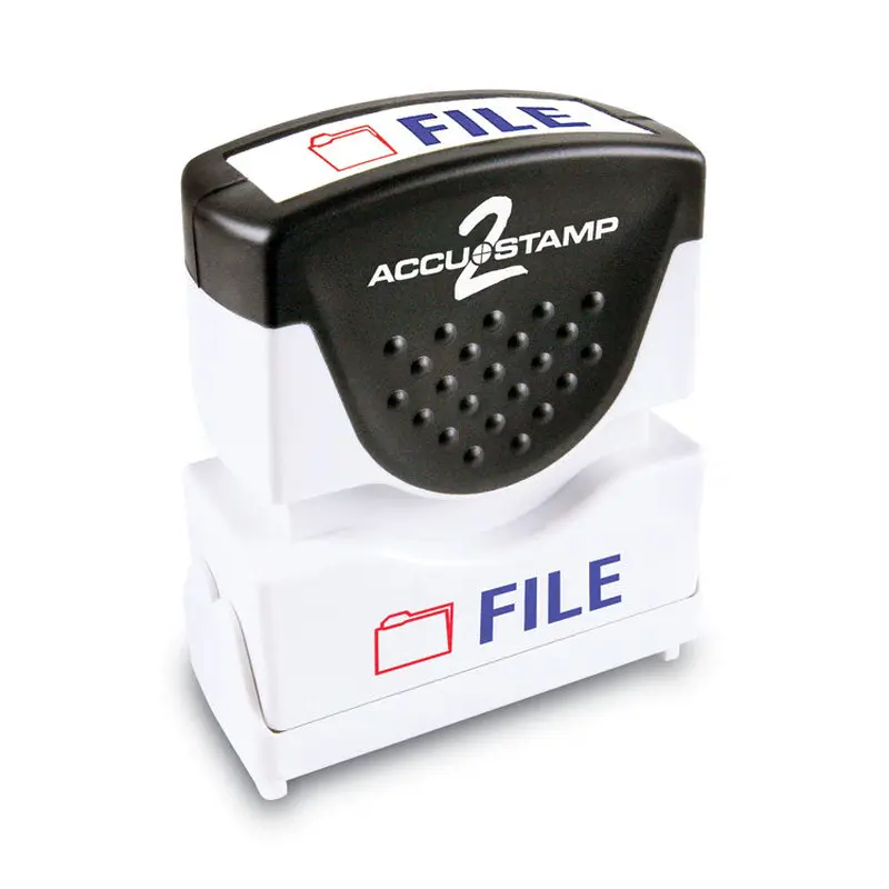 ACCUSTAMP2 Pre-Inked Shutter Stamp, Red/Blue, FILE, 1.63 x 0.5 (COS035534) Each
