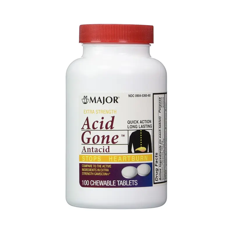 Acid Gone Antacid 160 mg - 105 mg Strength Chewable Tablet 100 per Bottle (814115_BT) 1/BT
