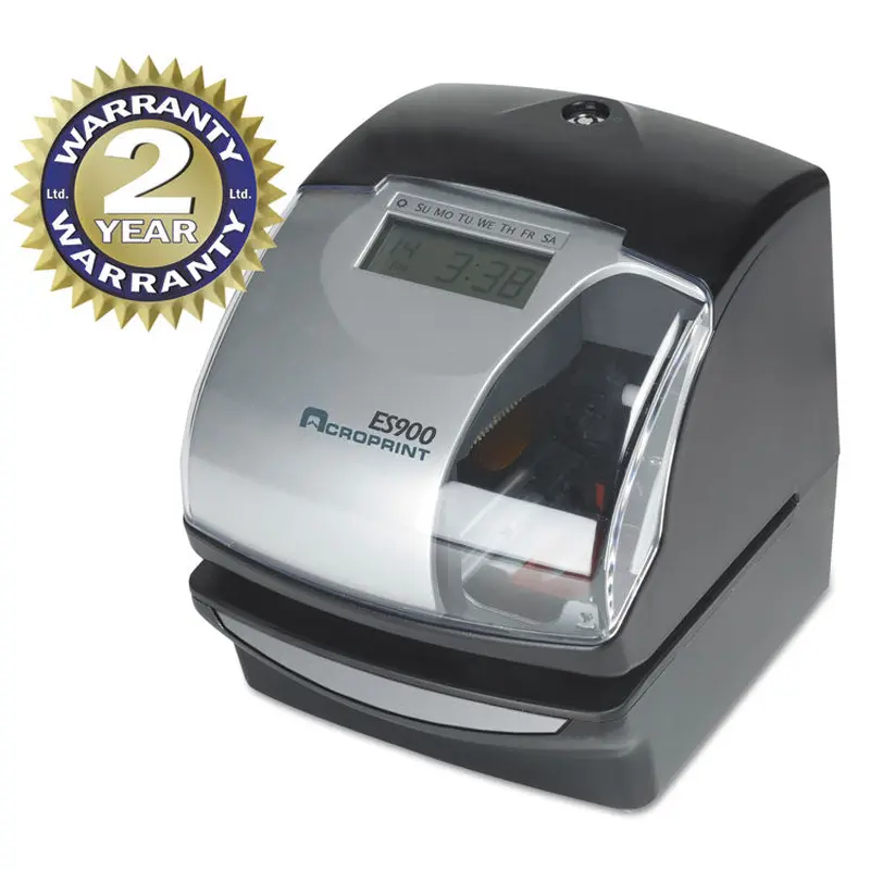 Acroprint ES900 Atomic Electronic Payroll Recorder, Time Stamp and Numbering Machine, Digital Display, Black (ACP010209000) Each