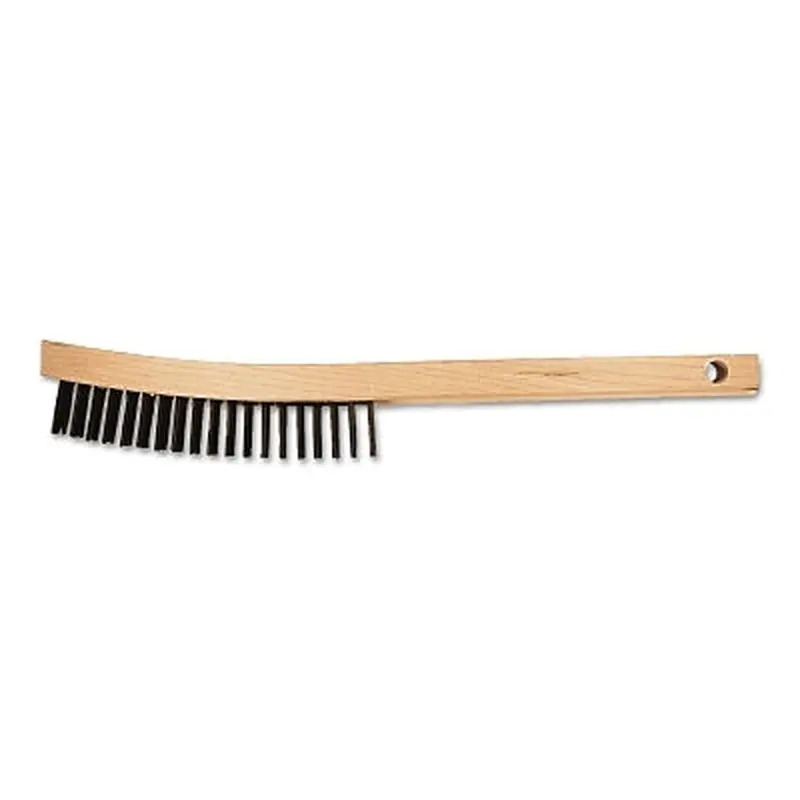 Advance Brush Curved Handle Scratch Brushes, 13 3/4", 4 X 19 Rows, Carbon Stl Wire, Wood Hndle (410-85006) Each