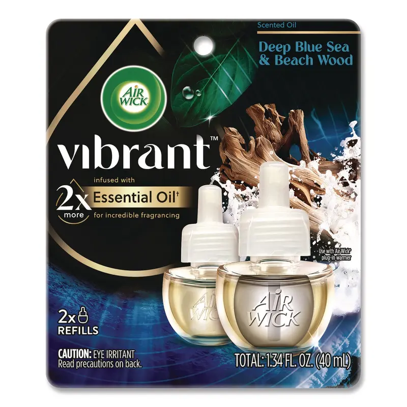 Air Wick Scented Oil Refill, Deep Blue Sea and Beach Wood, 0.67 oz, 2/Pack (RAC6233800123) Pack of 2