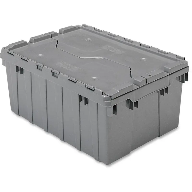 Akro-Mils Attached Lid Container, 8-1/2 Gal, Gray (AKM39085GREY) Each