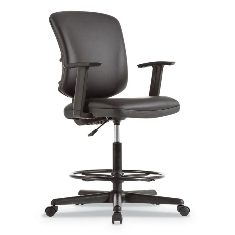 Alera Alera Everyday Task Stool, Bonded Leather Seat/Back, Supports Up to 275 lb, 20.9" to 29.6" Seat Height, Black (ALETE4619) Each