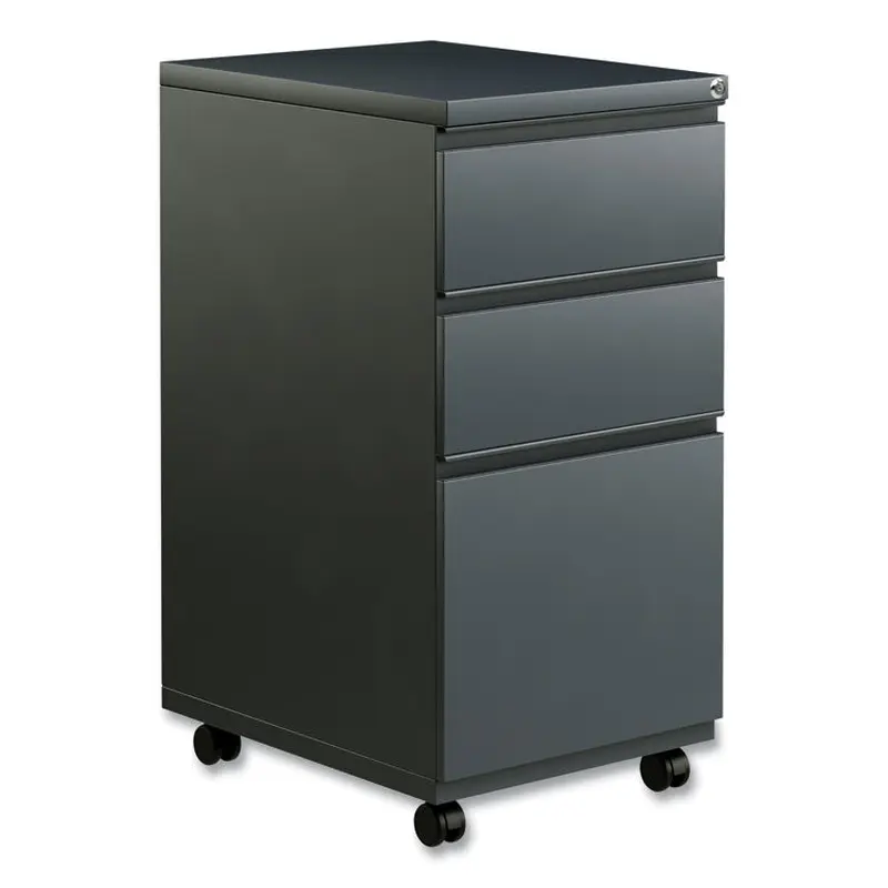Alera File Pedestal with Full-Length Pull, Left or Right, 3-Drawers: Box/Box/File, Legal/Letter, Charcoal, 14.96" x 19.29" x 27.75" (ALEPBBBFCH) Each
