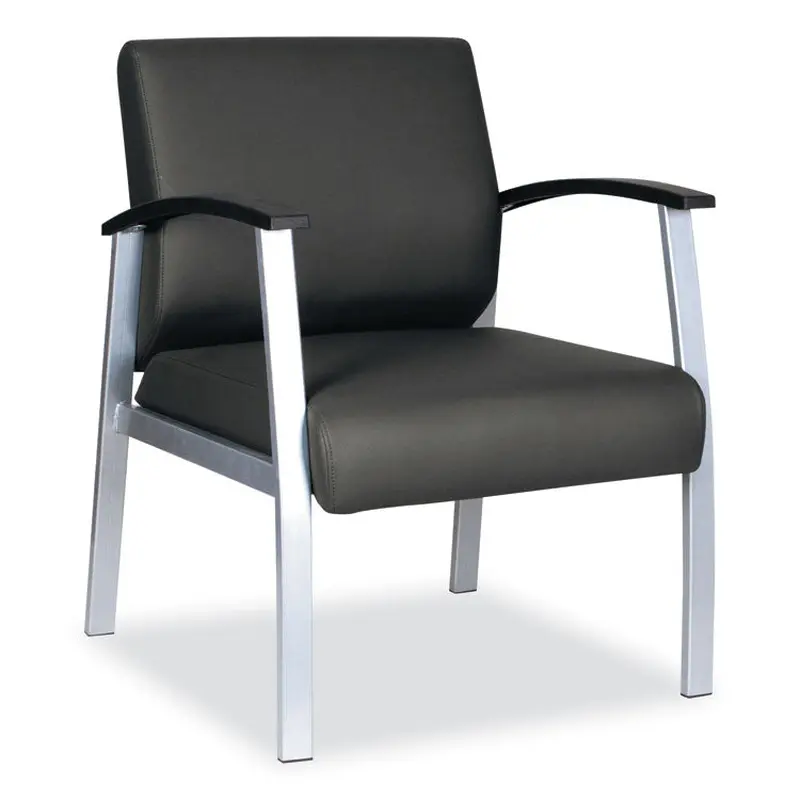 Alera Alera metaLounge Series Mid-Back Guest Chair, 24.6" x 26.96" x 33.46", Black Seat, Black Back, Silver Base (ALEML2319) Each