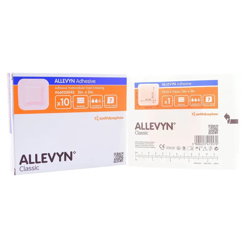 Allevyn Adhesive Foam Dressing 3 X 3 Inch With Border Film Backing Adhesive Square Sterile (278016_CS) 40/CS