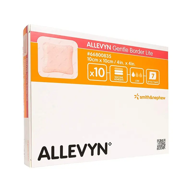 Allevyn Gentle Border Lite Thin Foam Dressing 4 X 4 Inch With Border Film Backing Silicone Gel Adhesive Square Sterile (767992_CS) 60/CS