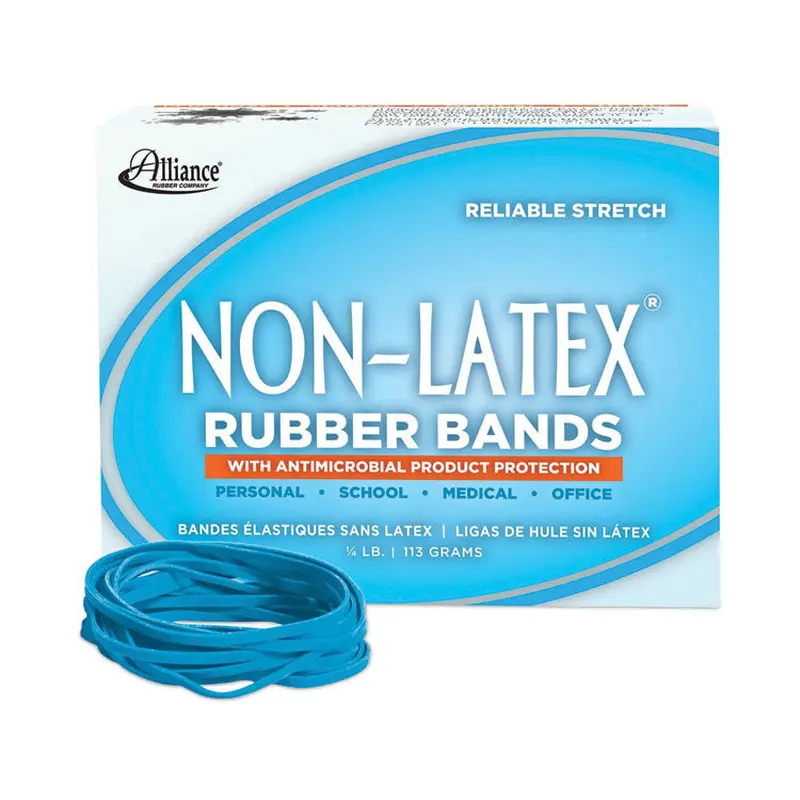 Alliance Antimicrobial Non-Latex Rubber Bands, Size 33, 0.04" Gauge, Cyan Blue, 4 oz Box, 180/Box (ALL42339) 1/4 lb Box
