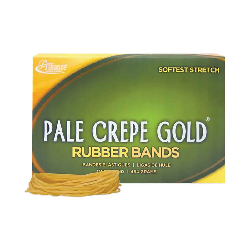 Alliance Pale Crepe Gold Rubber Bands, Size 19, 0.04" Gauge, Golden Crepe, 1 lb Box, 1,890/Box (ALL20195) Each