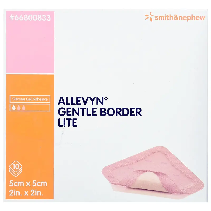 Allevyn Gentle Border Lite Thin Foam Dressing 2 X 2 Inch With Border Film Backing Silicone Gel Adhesive Square Sterile (774549_EA) 1/EA