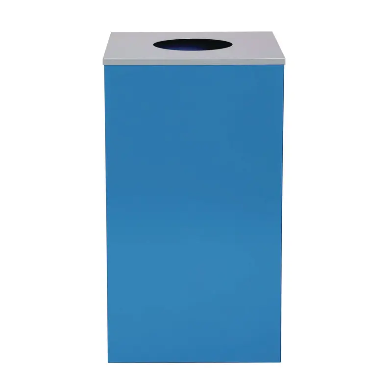 Alpine Industries 29 Gallon Trash/Recycling Cans, Steel, Blue Can with Circle Lid (ALH4450KITBLUC) Each