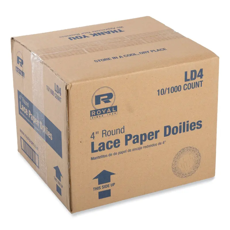 AmerCareRoyal Lace Doilies, Round, 4", White, 10,000/Carton (RPPLD4) Case of 10000