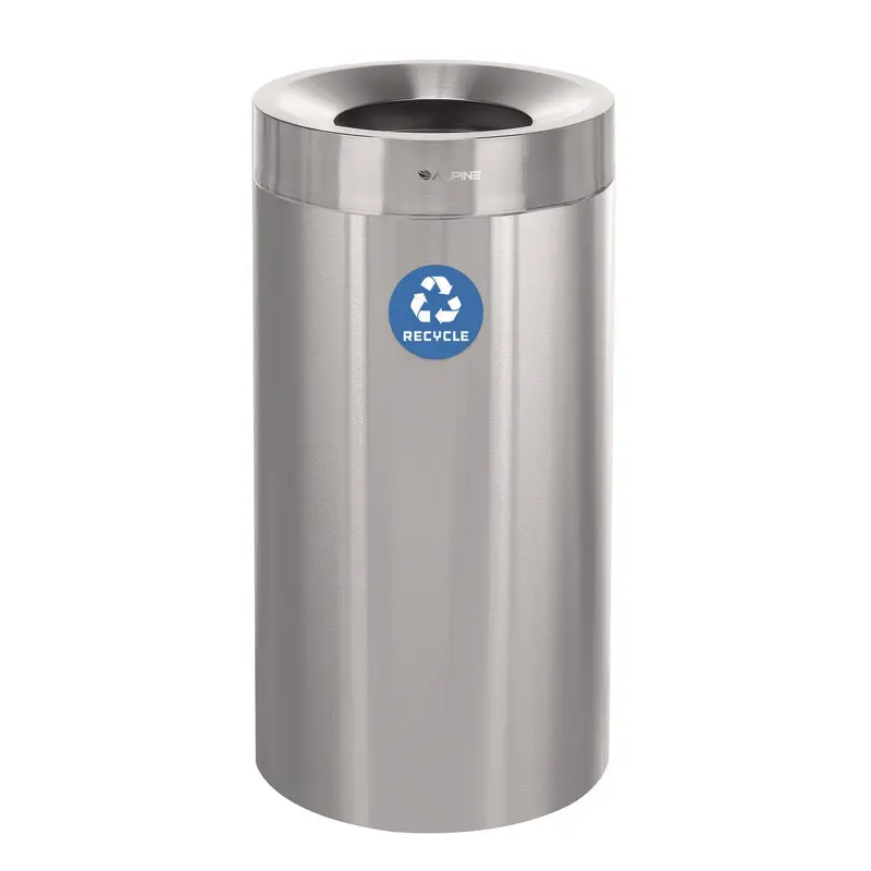 Alpine Industries 27 Gallon Stainless Steel Recycling Can, Brushed Stainless Steel (ALHALP47527R) Each
