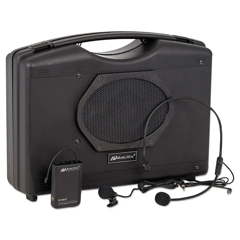 AmpliVox Bluetooth Audio Portable Buddy with Wireless Handsfree Mic, 50 W, Black (APLSW222A) Each