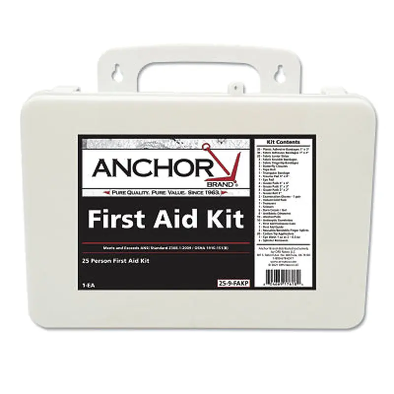 Anchor Brand 25 Person First Aid Kit, ANSI 2009, Plastic Case (101-25-9-FAKP) Each
