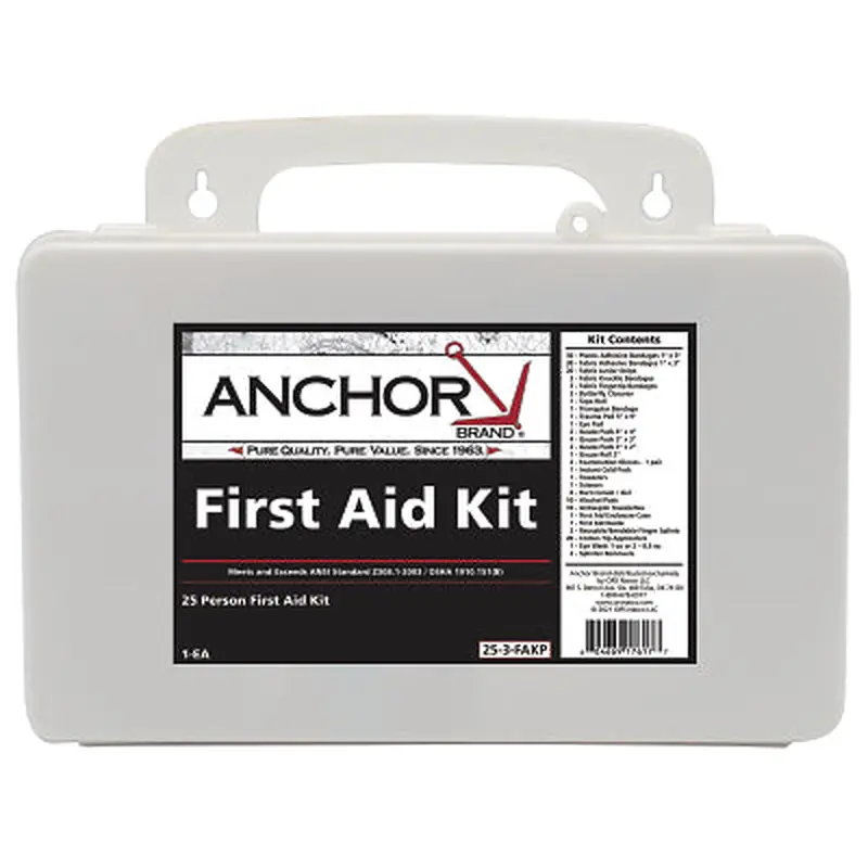 Anchor Brand 25 Person First Aid Kit, Plastic Case, Wall Mount (101-25-3-FAKP) Each