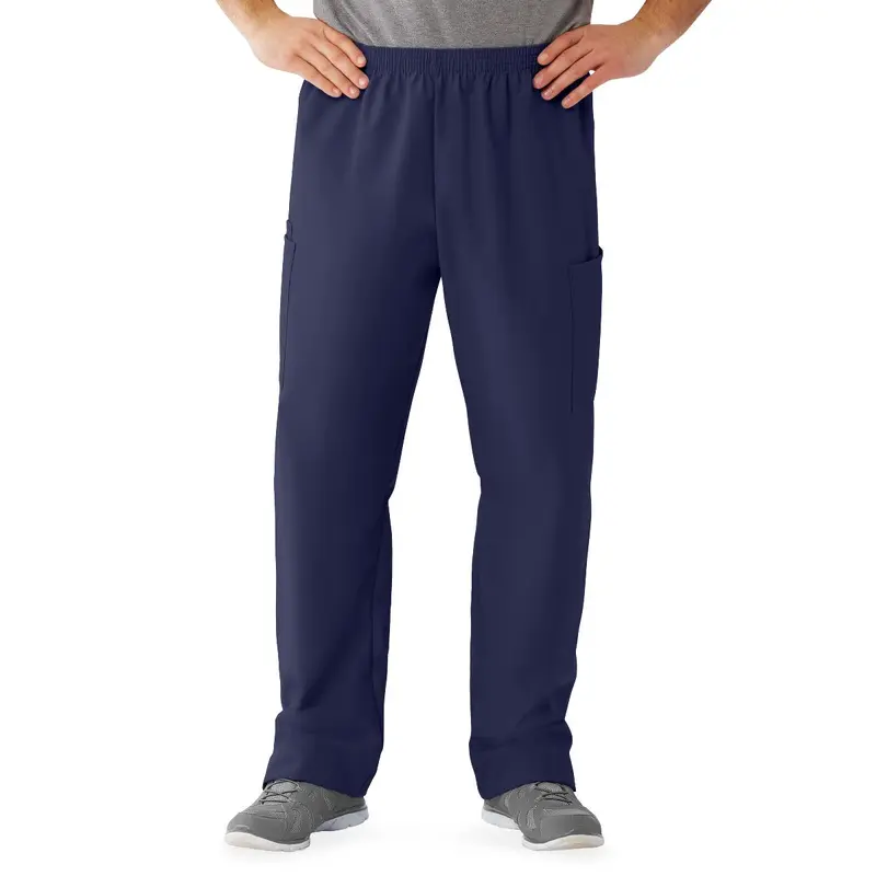 AngelStat Unisex Cargo Scrub Pants with Elastic Waist, Navy, Long Inseam, Size S, 1 EA (674NNTSL) Each