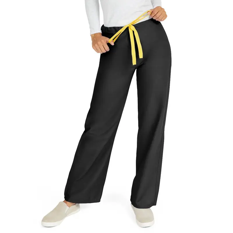 AngelStat Unisex Reversible Scrub Pants with Drawstring Waist, Black, Size M, Color Code, 1 EA (600BLKM-CM) Each