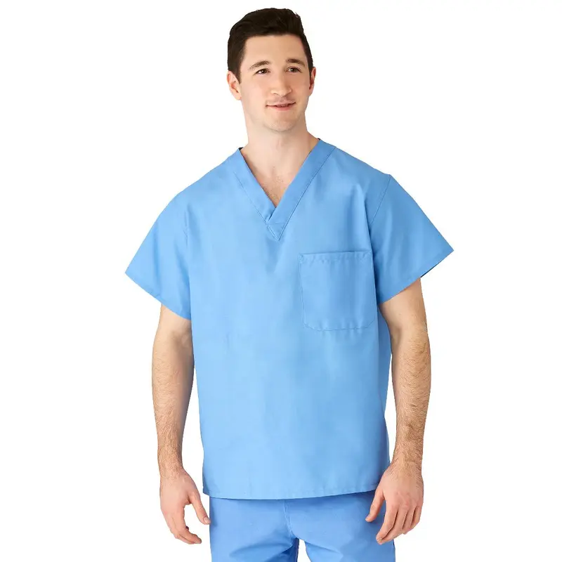 AngelStat Unisex Reversible V-Neck Scrub Top with 2 Pockets, Ceil Blue, Size S, Color Coding, 1 EA (M610NTHS-CM) Each