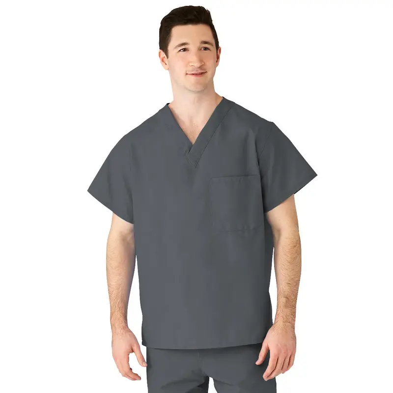AngelStat Unisex Reversible V-Neck Scrub Top with 2 Pockets, Charcoal, Size XL, Color Code, 1 EA (610NCCXL-CM) Each