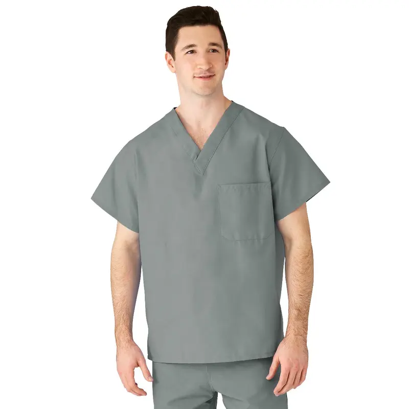 AngelStat Unisex Reversible V-Neck Scrub Top with 2 Pockets, Misty, Size S, Angelica Color Code, 1 EA (M610NTZS-CA) Each