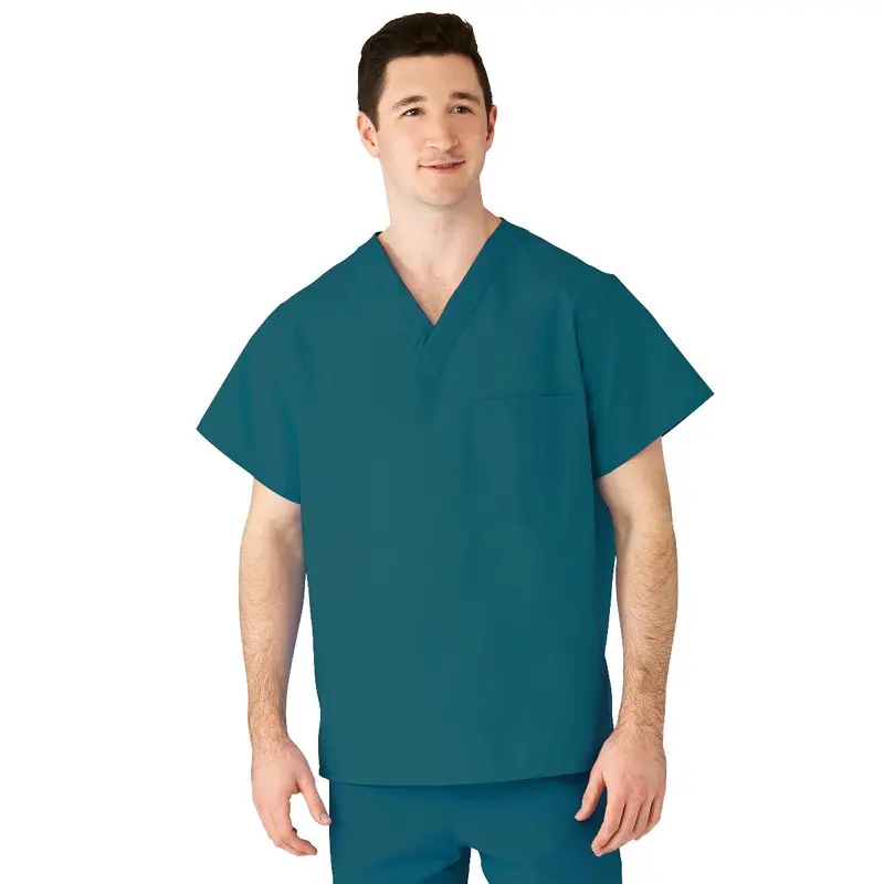 AngelStat Unisex Reversible V-Neck Scrub Top with 2 Pockets, Peacock, Size L, Color Code, 1 EA (610NBTL-CM) Each