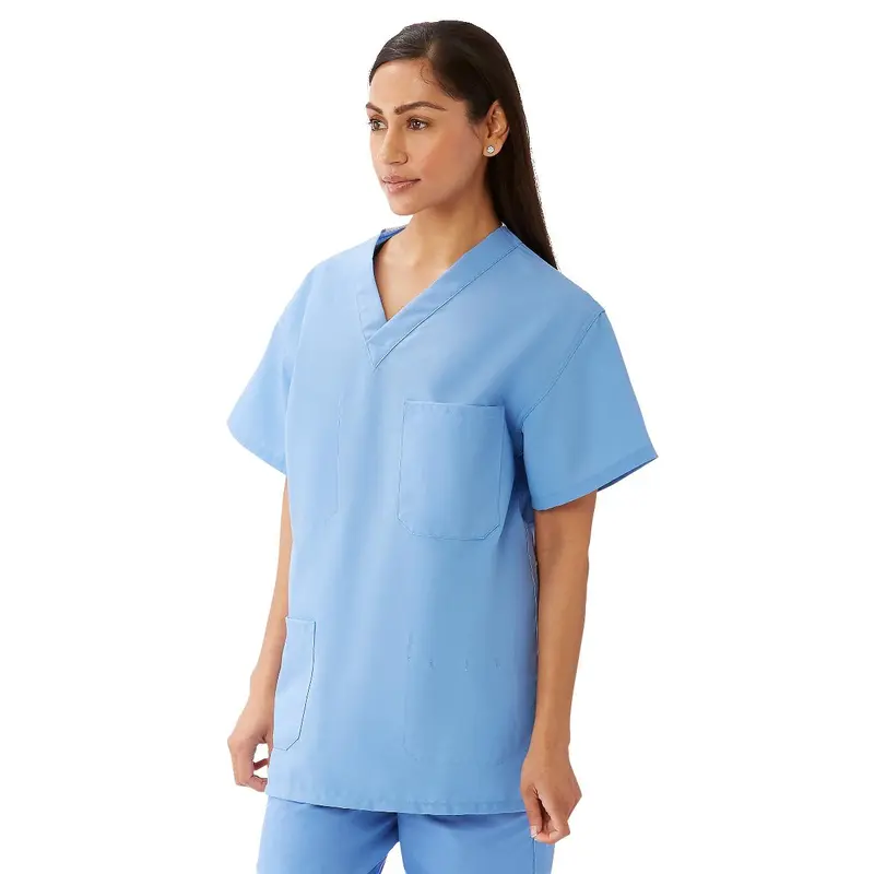 AngelStat Unisex Reversible V-Neck Scrub Top with 4 Pockets, Ceil Blue, Size XL, Color Coding, 1 EA (M630NTHXS-CM) Each