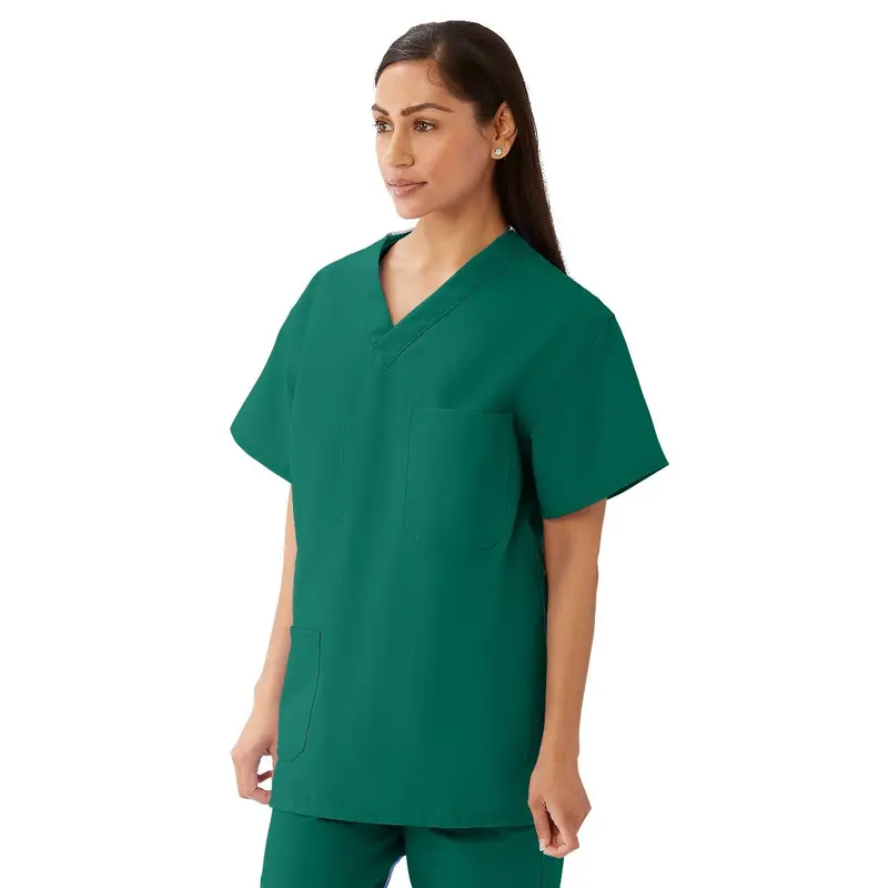 AngelStat Unisex Reversible V-Neck Scrub Top with 4 Pockets, Hunter, Size M, Angelica Color Code, 1 EA (630NHGM-CA) Each