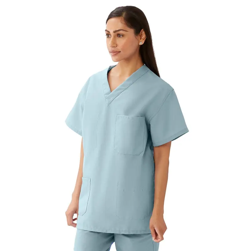AngelStat Unisex Reversible V-Neck Scrub Top with 4 Pockets, Misty, Size L, Angelica Color Code, 1 EA (M630NTZL-CA) Each