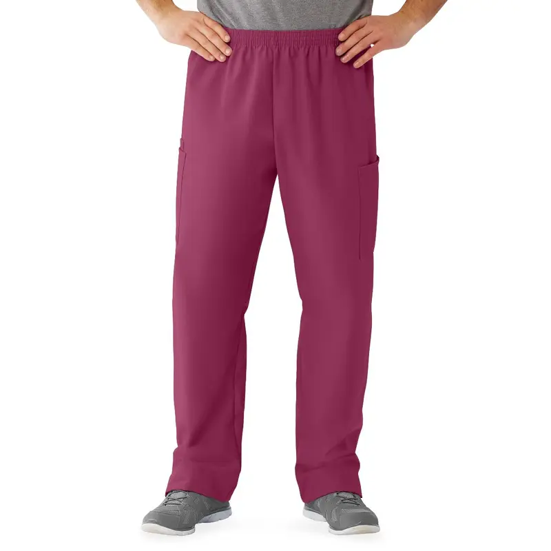 AngelStat Unisex Cargo Scrub Pants with Elastic Waist, Raspberry, Regular Inseam, Size 3XL, 1 EA (674NTRXXXLM) Each