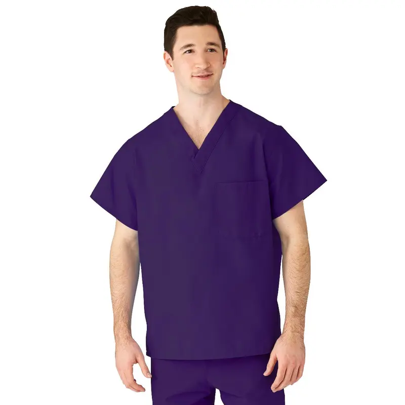 AngelStat Unisex Reversible V-Neck Scrub Top with 2 Pockets, Regal Purple, Size M, Angelica Color Code, 1 EA (610NRPM-CA) Each