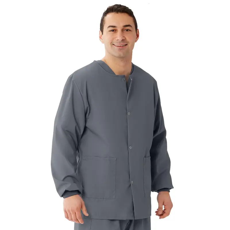 AngelStat Unisex Snap-Front Warm-Up Scrub Jacket, Charcoal, Size XS, 1 EA (849NCCXS) Each